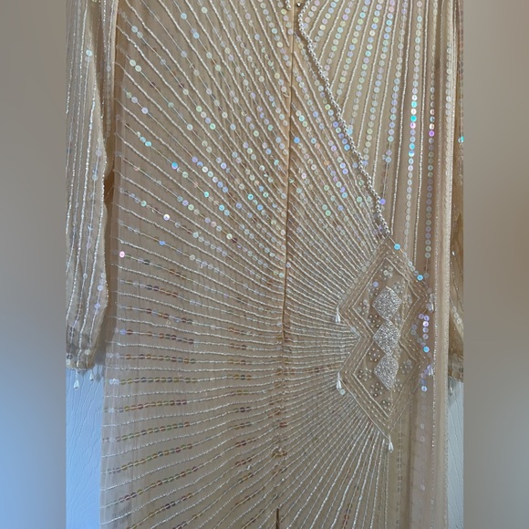 Neutral Sheer Bridal Cocktail Dress - Picture 3 of 17